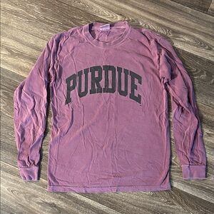 Comfort Colors Long Sleeve Tee in Purple with Purdue Print